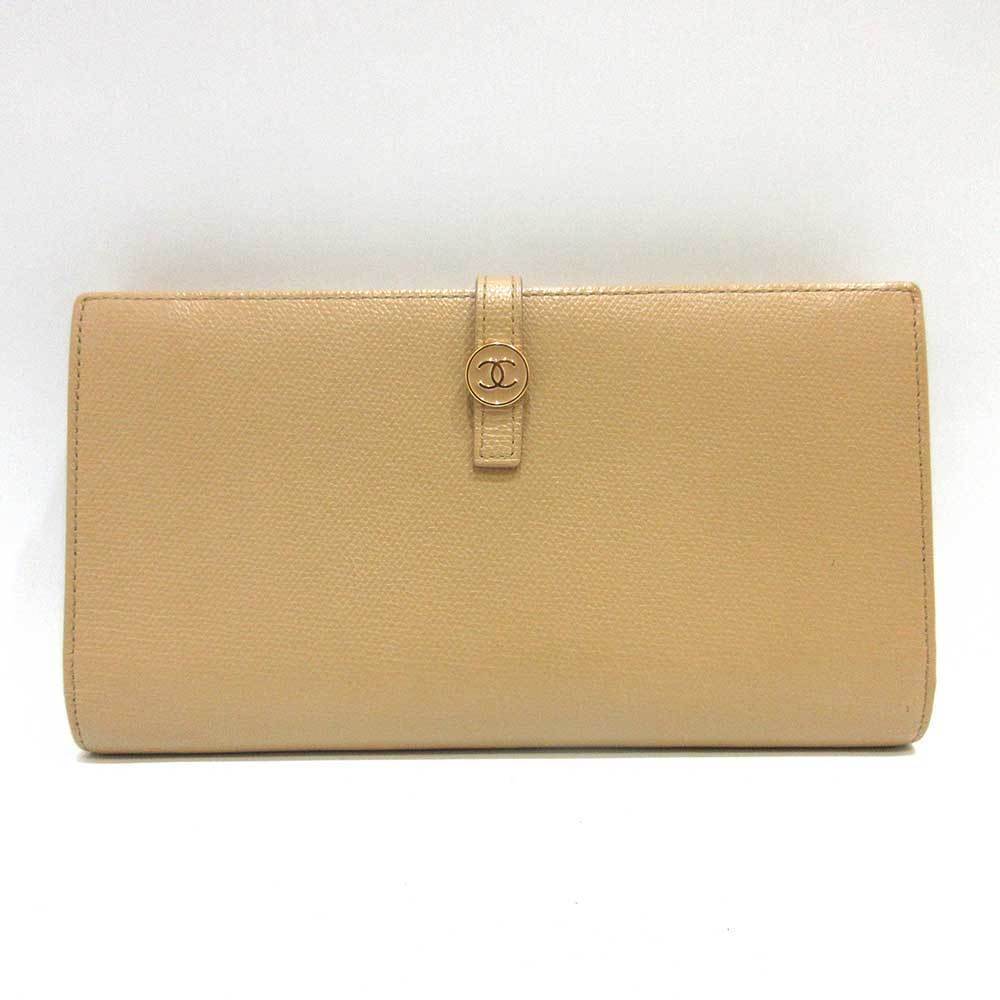 Chanel Coco Button Long Wallet Beige Light Brown - image 1